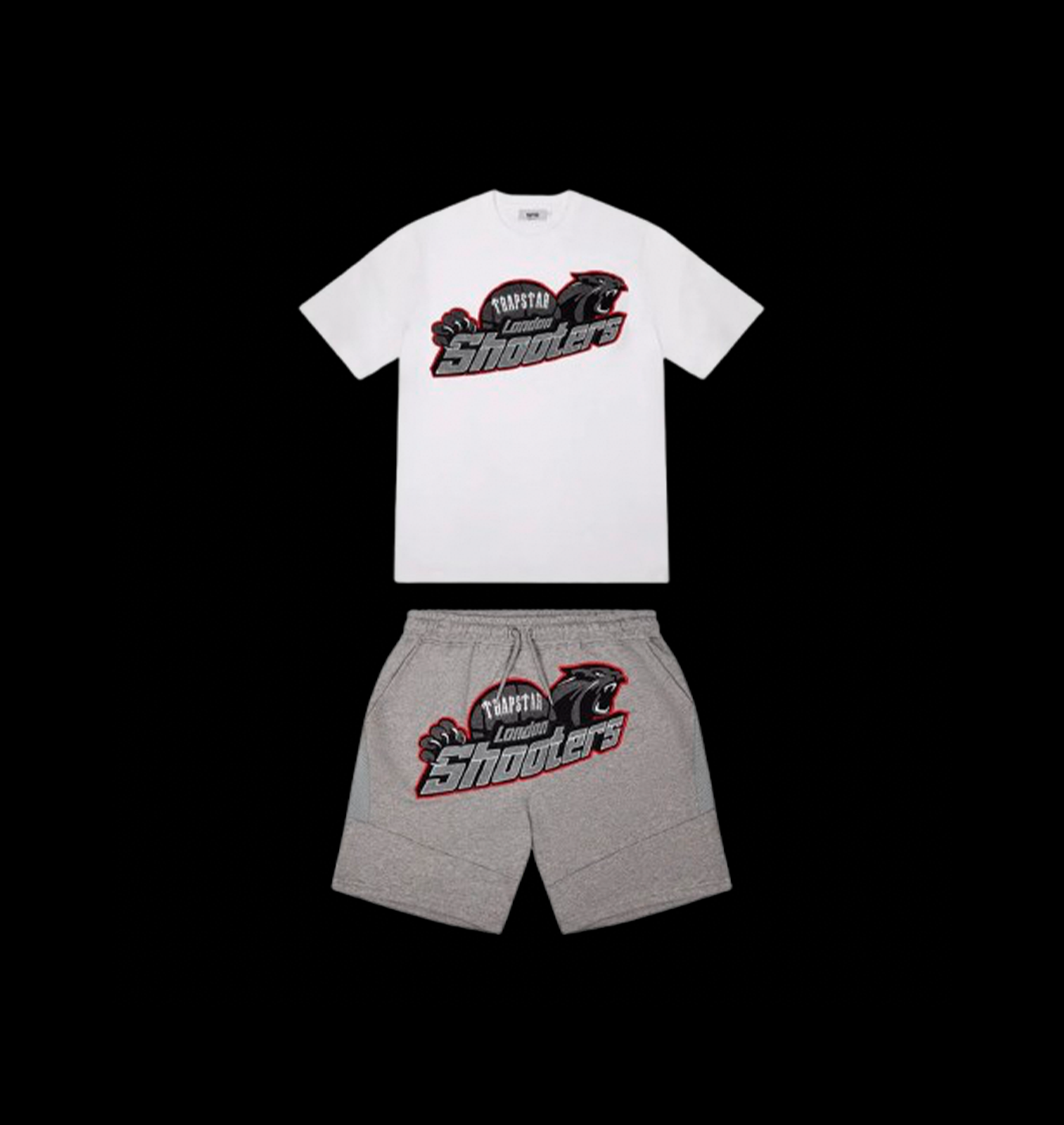 TRAPSTAR SHOOTERS TEE & SHORTS SET (WHITE/GREY/RED)