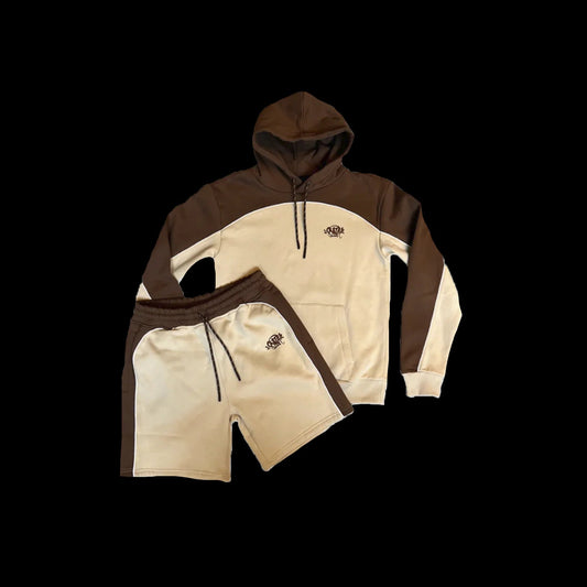 SYNA WORLD PIPE HOODIE & SHORT SET (BEIGE/BROWN)
