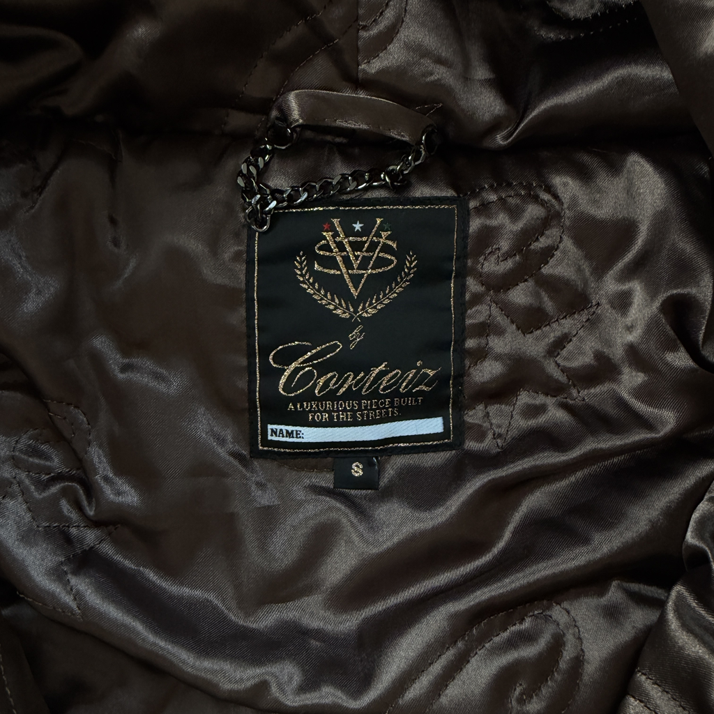 CORTEIZ DIAMOND HOODED FUR JACKET (BROWN)