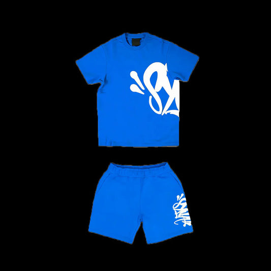 SYNA WORLD T-SHIRT & SHORTS LOGO SET (BLUE / WHITE)