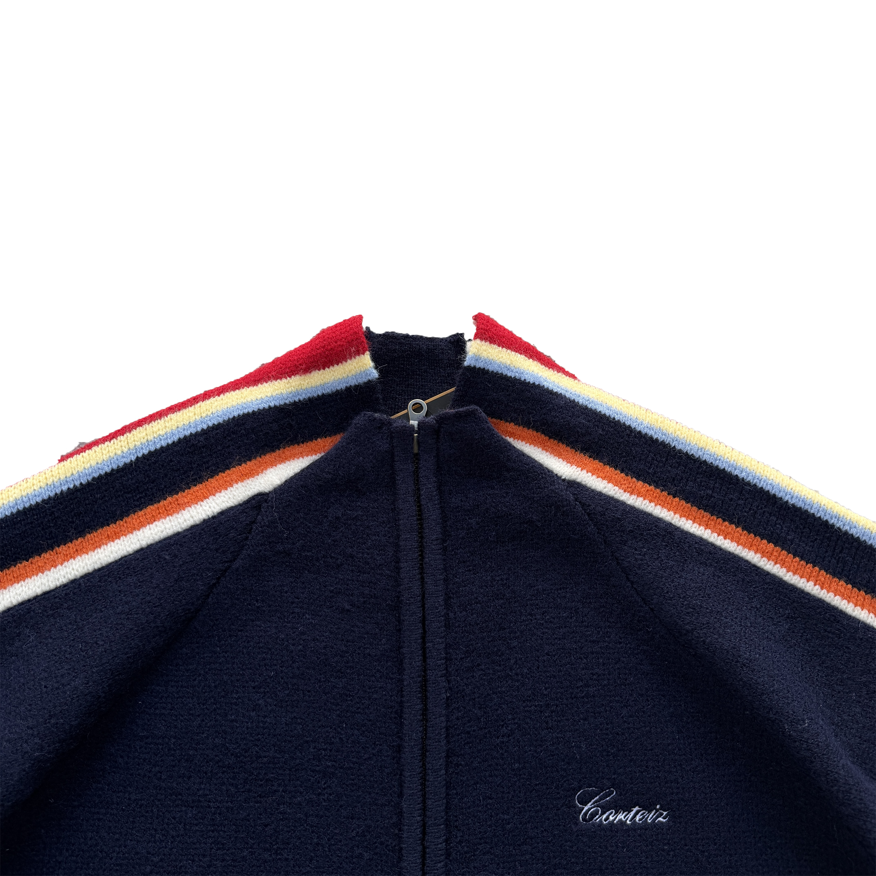 CORTEIZ MULTI STRIPE KNIT ZIP UP (NAVY)